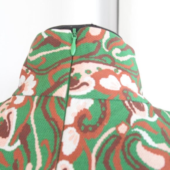 Zara Blogger Fave Paisly Print Green Brown Midi Dress Sz S - Picture 10 of 11
